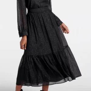 Modcloth Shimmering Rainfall Metallic Midi Skirt Tier Aline Black AU 12 US 8 NWT - Picture 1 of 12