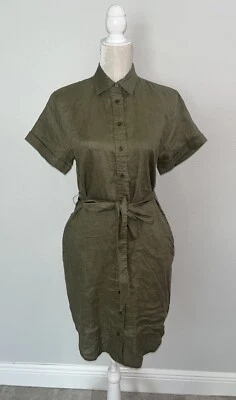 Lauren Ralph Lauren Short Sleeve Button Linen Midi Shirt Dress Belted Green sz 0 - Image 1 of 4