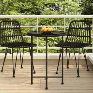 vidaXL Dining Table Black �55 cm�Tempered Glass and Steel - Picture 1 of 6