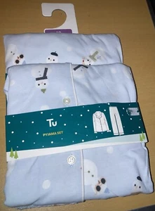 PIGIAMA DONNA TU NATALE PUPAZZO DI NEVE BOTTONI TAGLIA 18 MANICA LUNGA/GAMBA PJS NUOVO CON ETICHETTE NATALE - Foto 1 di 14