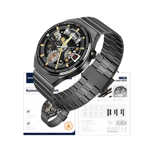 Smartwatch Herren Sport Bluetooth Business Premium Wasserdichte Uhr Schwarz - Bild 1 von 5
