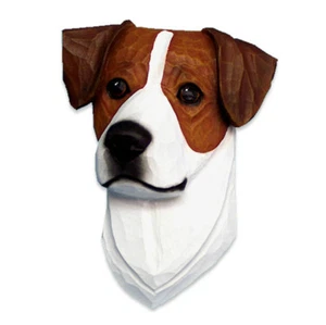 Jack Russell Terrier Head Plaque Figurine Brown/White - Picture 1 of 1