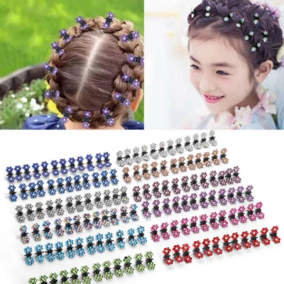 Kids Girls Crystal Flower Hair Clips Claw Hairpin Cute Mini Hairgrip Barrettes - Image 1 of 4