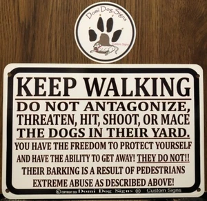 Metal Warning Keep Walking Dog Sign For FENCE,Beware Of Dog 8"x12" Guard Dogs - Picture 1 of 1