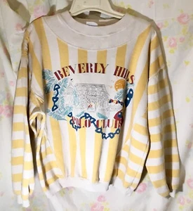 VTG 80's BEVERLY HILLS POLO CLUB STRIPED SWEAT SHIRT w/RIBBED CUFFS SZ XL 46-48 - Picture 1 of 16