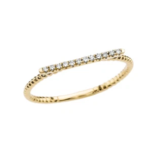 Diamond Beaded Modern Dainty Gold Ring (Available in Yellow/Rose/White Gold) - Picture 1 of 4
