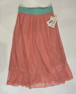 LulaRoe Womens XXS Lola Midi Elastic Waist Sheer Peach Skirt Lined NEW - Picture 1 of 4