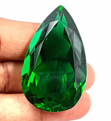 Brazil Pear Shape 125 Ct Deep Dark Green Moldavite Certified Loose Gemstone EKE - Image 1 of 4