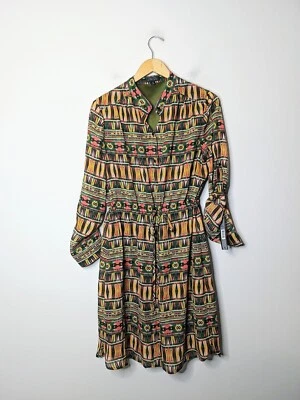 NUEVO Vestido geométrico Tahari Arthur S. Levine manga enrollable talla 12 $138 Foto 1 de 4