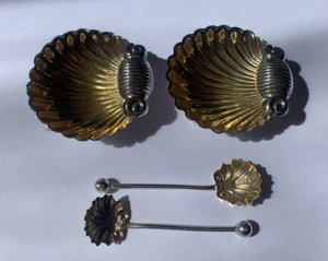 Paar Sterlingsilber Austernsalzgeschirr und passende Löffel von Robert Pringle - Bild 1 von 10