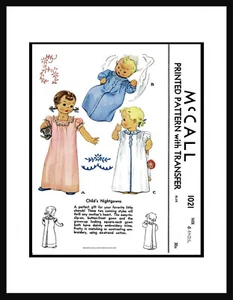 McCall # 1021 Child Girl Toddlers' Nightgown Sleeping Garment Pj's Pattern 6mth - Picture 1 of 5