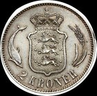 Danemark 1916, 2 couronnes pièce d'argent Ancien Monde #4352 HAUTE QUALITÉ