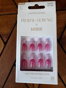 KISS Prabal Gurung Edición Limitada ROSA Punta Francesa PEGAMENTO ARTIFICIAL EN UÑAS - Imagen 1 de 3