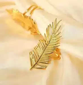 Leaf Ring Statement Feather Large Gold Long Exaggerated Stainless Steel Modern - Picture 1 of 7