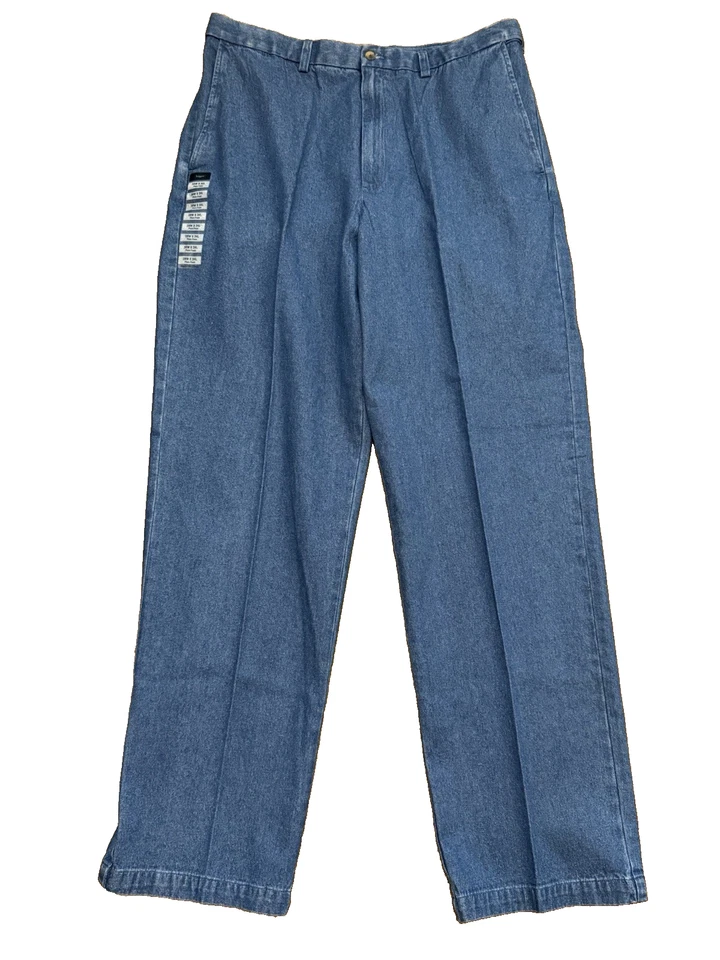 Pantalones de mezclilla Haggar Work To Weekend delanteros lisos cintura expandible 4111442256498 Foto 1 de 4