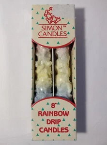 Velas cónicas de goteo arco iris vintage 8" Simon par sin usar en embalaje original - Imagen 1 de 2