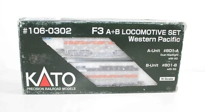 N Scale Kato 106-0302 F3A/B Diesel Locomotive Western Pacific #801A & #801B Set - Image 1 of 4