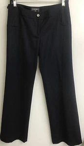 Chanel Pant Vintage Navy Wool Crêpe Straight Leg No Pocket Low Rise Size 34/4 - Picture 1 of 12