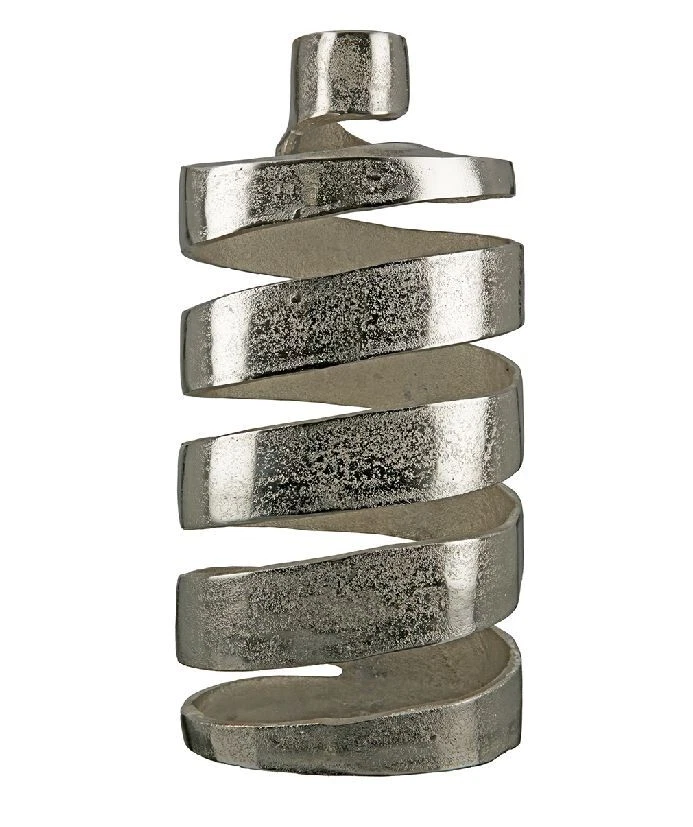 67896 Gilde Deko Vase Twister Aluminium Silber 12 x 18,5 x 42,5cm - Bild 1 von 1