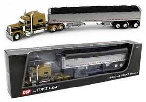 2022 DCP 1:64 *GOLD* Peterbilt 379 70" w/WILSON 50' Tri-Axle Grain Trailer NIB - Picture 1 of 8