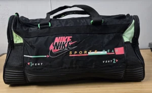 Vintage Nike Sports Bootleg Large Black Duffel Gym Bag Pink & Green 90s - Picture 1 of 7