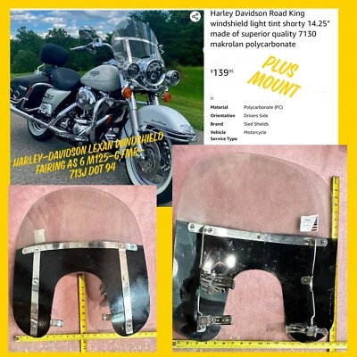 Carenado de parabrisas Harley Davidson Lexan AS6 M125-G FMR-713J DOT94 puente de montaje Foto 1 de 4