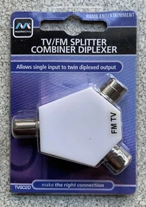 Masterplug 2-Wege TV/FM Antenne Koax Splitter Diplexer Adapter *hochwertig* Neu aus altem Lagerbestand - Bild 1 von 2