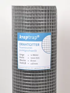 Volierendraht Zaun Gitter Maschendraht Schweißgitter feuerverzinkt 8x8mm 12m - Bild 1 von 3