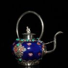 5.1" Chinese Old Tibet Silver Armor Porcelain Handmade Pots Flagon Teapot