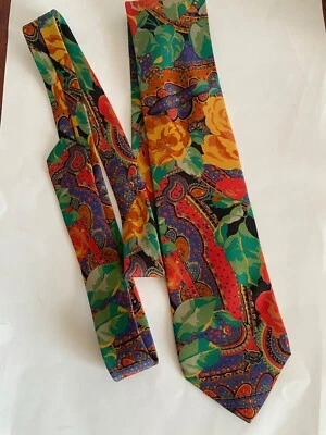 Vintage KENZO Paris Multicolor Silk Flowers Print Tie Men's - Image 1 of 4