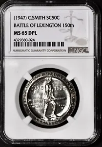 1947 C. Smith So-Called HALF DOLLAR BATTLE OF LEXINGTON 150th ANNIV NGC MS65 DPL - Picture 1 of 4