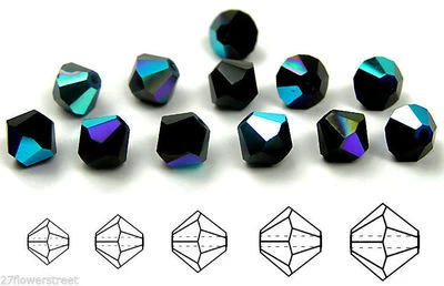 Cuentas de cristal bicono checo negro azabache AB Rondelle diamante 3-4-5-6-8 mm Foto 1 de 4