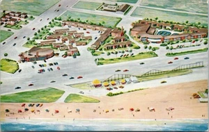 Galveston TX Jack Tar Hotel Aerial View Artist Rendering Beach postcard DQ1 - Picture 1 of 2