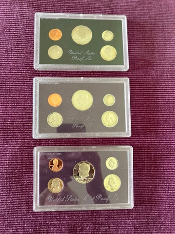 3 US Proof Sets, 1983-S, 1984-S and 1989-S Without Boxes Cover