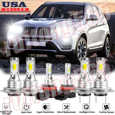 Para BMW X3 2011 2012 2013 2014 - 6x combo lâmpadas de neblina de farol de LED 6000K - Imagem 1 de 4