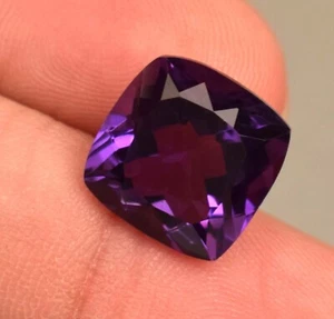 Natural Purple Color Amethyst Gemstone Cushion Cut 6.15 Ct Certified Gemstone - Picture 1 of 5