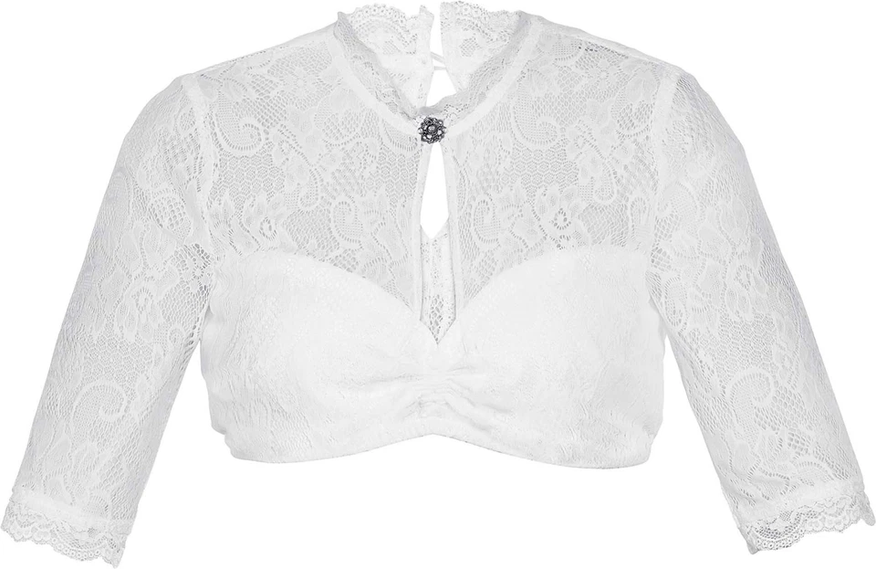MarJo Dirndlbluse Enja-Norena weiß Spitze hochgeschlossen halbarm Spitzenbluse - Bild 1 von 1