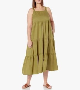 The Drop British Plus Size Maxi Dress w/ Pockets Olive 5X - Picture 1 of 5