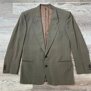 Giorgio Armani Le Collezioni Mens Blazer Jacket Green Check Pure New Wool 39R - Picture 1 of 9