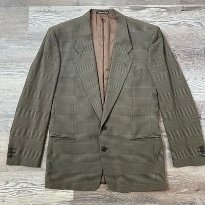 Giorgio Armani Le Collezioni Mens Blazer Jacket Green Check Pure New Wool 39R - Image 1 of 4