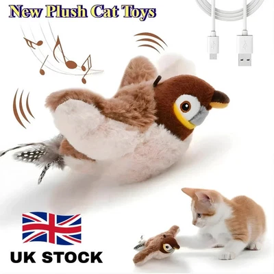 BRANDED Electronic Interactive Fly Bird Cat Toys USB Pet Simulation Sparrow Toy