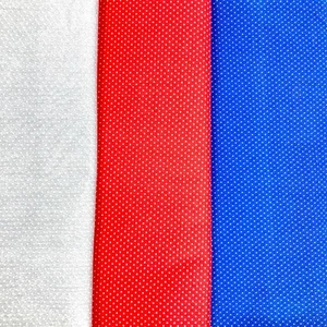 Grey Red Blue cotton fabric with white dots one yard each 100% cotton to sew - Picture 1 of 3