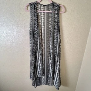 Women’s Med/Large Duster Coverup Tunic Vest Sheer Boho Festival Beach Hi-Lo - Picture 1 of 5
