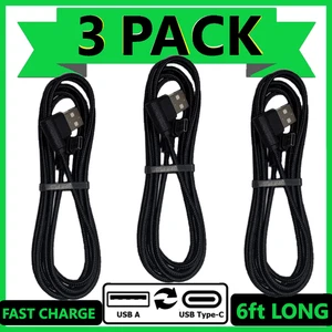 3 PACK 6FT 90 Degree Type C USB-A Fast Charger Cable Quick Charging Cord L Shape - Picture 1 of 11