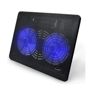 VENTOLA PAD DI RAFFREDDAMENTO EWENT PER NOTEBOOK LAPTOP A 2 VENTOLE FINO A 17" - Photo 1/1