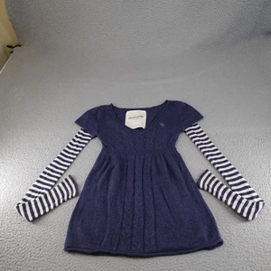 Vintage Abercrombie & Fitch Sweater Dress Girls XL Blue Stripe Long Sleeve Knit - Picture 1 of 15