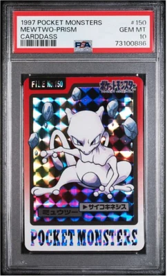 PSA 10 Pokemon Card Carddass 1997 Mewtwo PRISM # 150 Japanese Vintage GEM MINT - Image 1 of 4