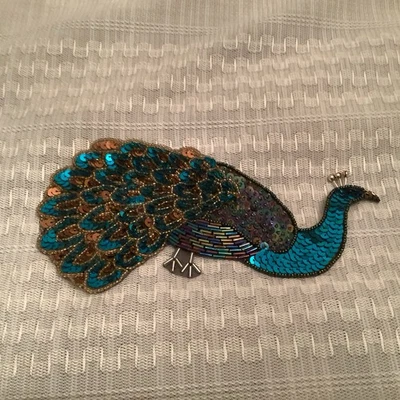 Peacock Sequin DYI Sew On Patch - Image 1 of 4