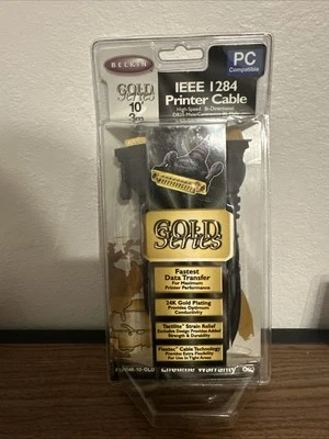 Belkin IEEE 1284 Printer Cable 10 ft Gold Series Gold Plated New Sealed - Image 1 of 3
