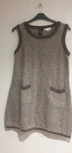 VINTAGE STYLE MONSOON BROWN SLEEVELESS JUMPER DRESS + POCKETS SIZE LARGE  - Picture 1 of 12